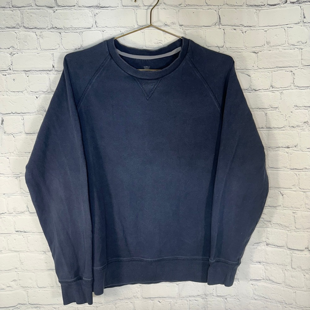 Mack Weldon Ace Crewneck Sweatshirt Mens Small Navy Blue Raglan French Terry